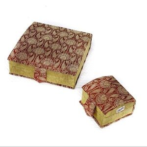 New-2 Pcs Brocade Covered Decorative Jewelry Boxes